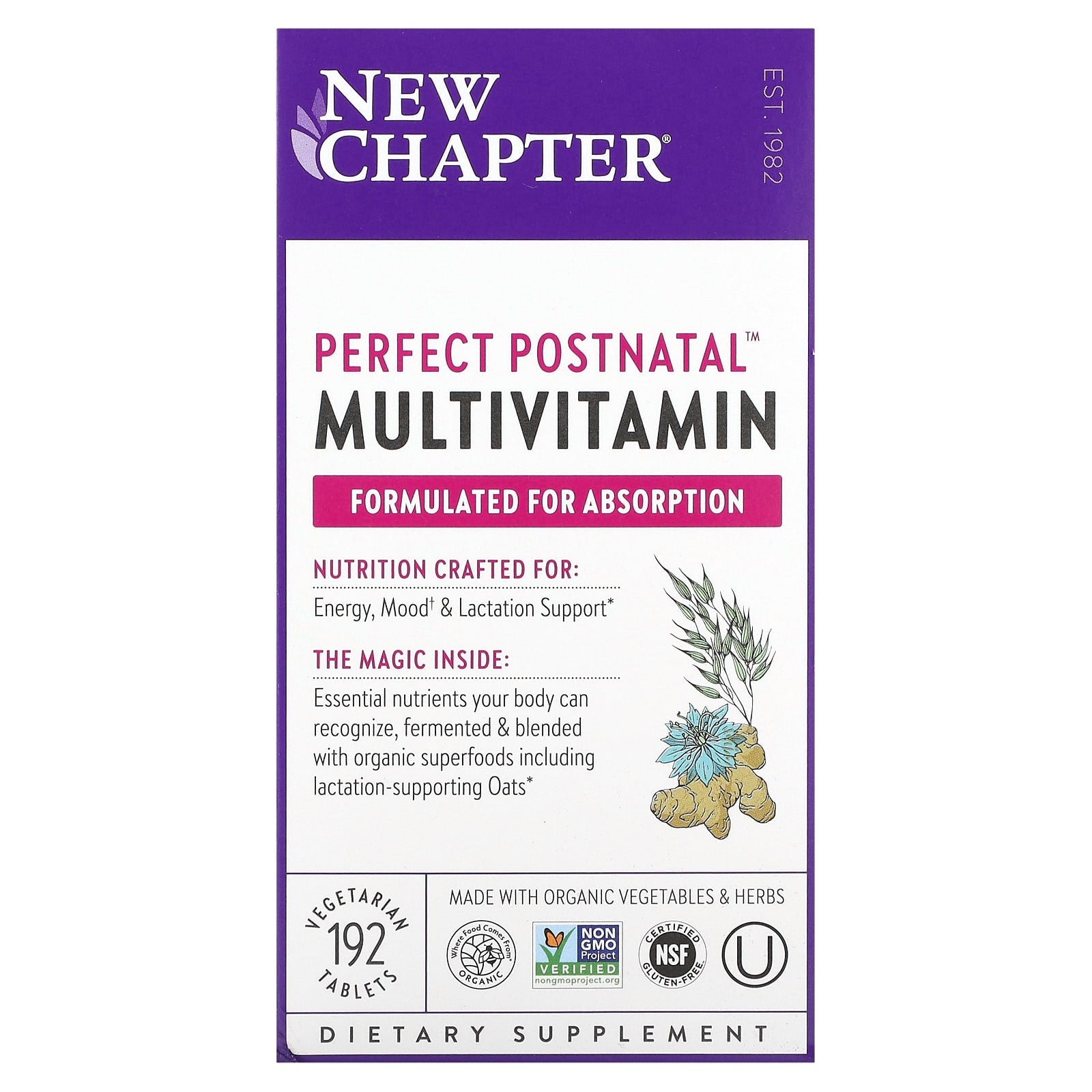 New Chapter, Perfect Postnatal Multivitamin, 192 Tablets UPC 727783900586 | HiLife Vitamins